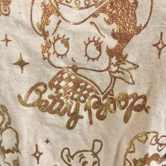 Betty Boop salmon peach gold graphic print‎ western themed tshirt size XS new - Picture 15 of 15